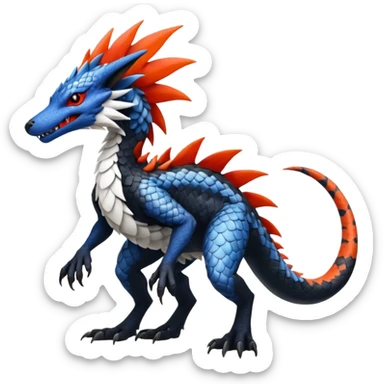 Sergal-Silvally-Lizardris-Salandit-Nargacuga-fusion-hybrid-animal-creature, full body  sticker