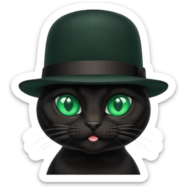 animal : chat noir avec chapeau melon sticker