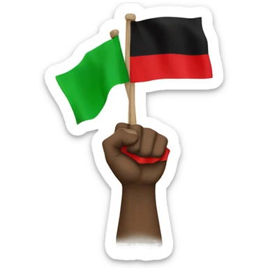 Black fist holding a red black and green flag  sticker