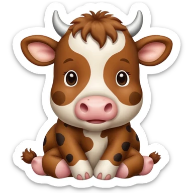 baby brown cow sticker