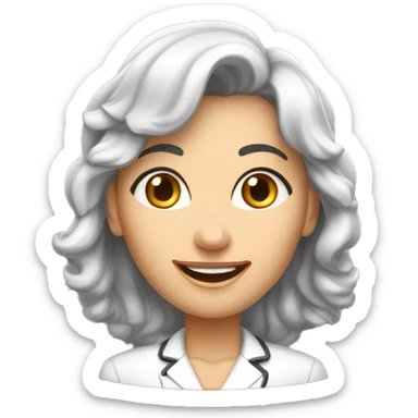 Mulher, branca, magra, cabelo liso médio castanho escuro,dentes bonitos, professora, cientista sticker