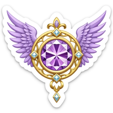 holy emblem with white wings and light purple diamond in the middle sticker