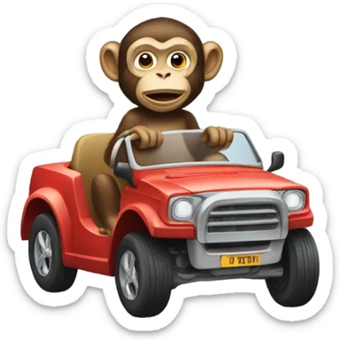 Monkey driving a car sticker