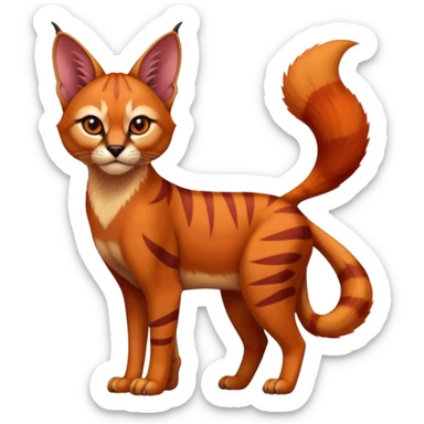 Patterned marked elegant slim furry cute beautiful cool edgy Caracal-Sphynx-Red-Panda-fusion-hybrid-animal-creature, full body sticker