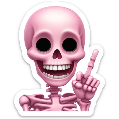 Cute pink skeleton giving the middle finger sticker