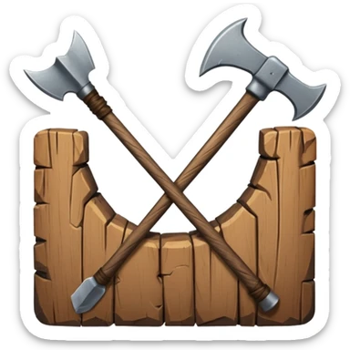Deux éléments qui fusionnent : deux icônes (ex. bois + pierre) avec une flèche ou un “+” vers un 3ᵉ élément (ex. hache) → l’idée de merge sans limite. sticker
