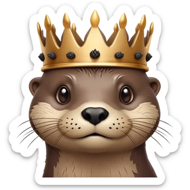 portrait of confused otter face with simple wooden thorny bramble crown, no leaves, no metal, just thorns sticker