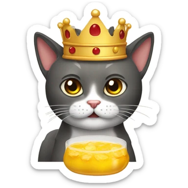 Gato con cara de enojado con corona sticker