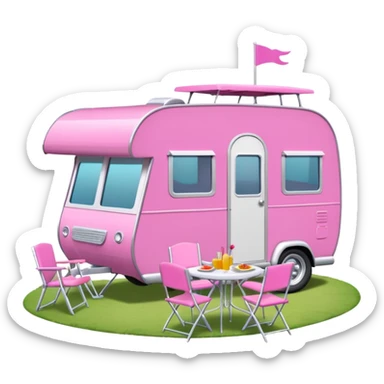 Jetson’s Ultra hotrod Haunted Barbie dream house Caravan with picnic table and folding chairs on top  sticker