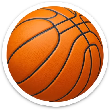 basketball ball object icon, glossy texture, clean seams, 3D cartoon, mobile game icon style, centered, soft shadow, clean background, no text, no watermark sticker