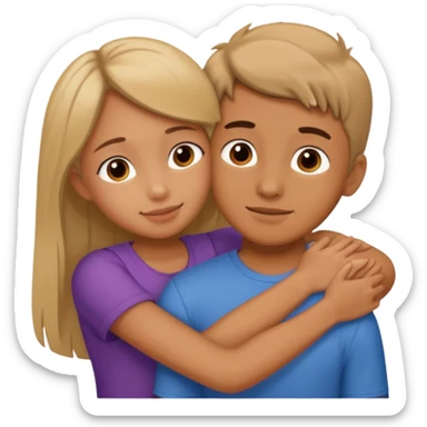 Girl hugging boy sticker