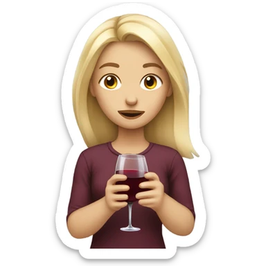 Blonde girl who is crying and holding a glass of wine  sticker