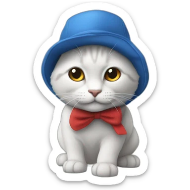 gato-azul-tres-patas-dos-colas-gorro-frigio-rojo sticker