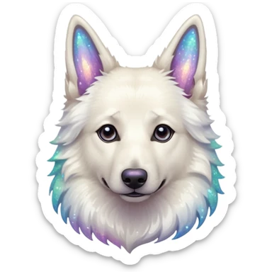 White belgian Shepard feels Like a Glitter fairy sticker