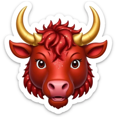 red glitter horned ox sticker