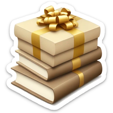 a stack of beautiful beige books with a gift sticker