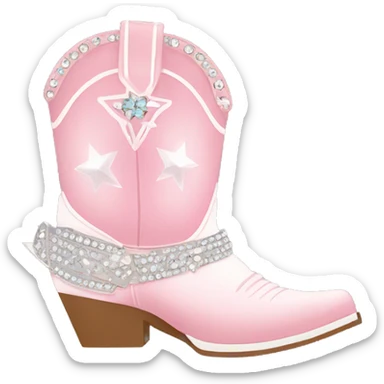 Light pink and white lined cowgirl boot with gems sticker