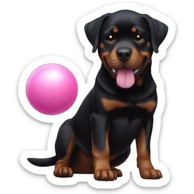 Rottweiler with a pink ball in its mouth sticker