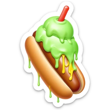 Melting neon ice cream hot dog  sticker