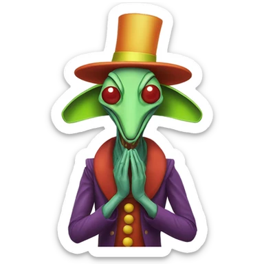 Praying mantis dressed as clown sticker