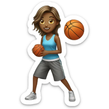 girl play basketball on beach sticker
