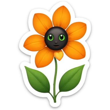 Green stem, white bud with black cartoony face: ;p. And six heart shaped yellowish orange petals sticker