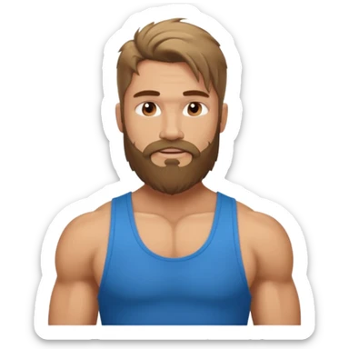 Long hair fat muscle men with beard in tank top sticker