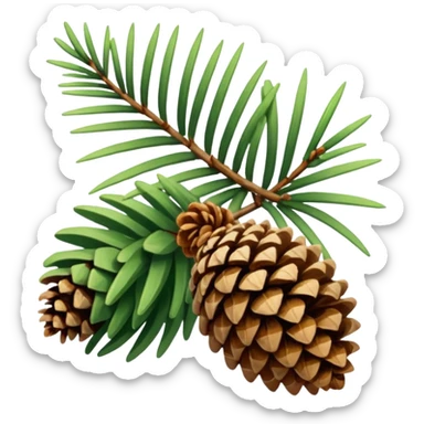 pine needle and cone emoji, green sticker