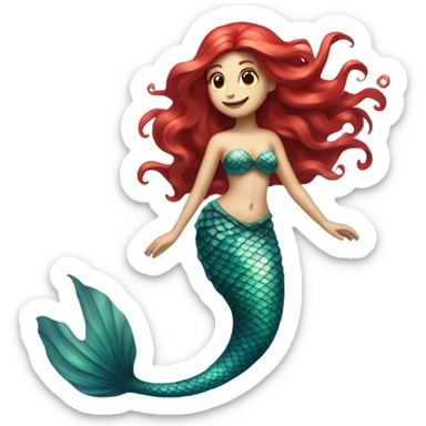 Mermaid with red hair sticker