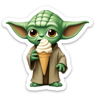 Yoda eating ice cream sticker