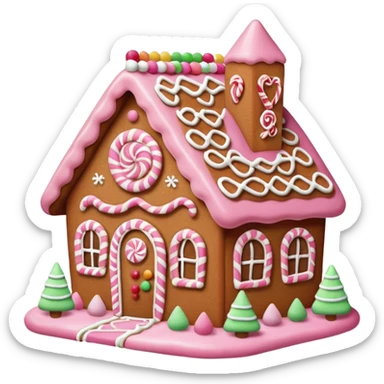 Gingerbread house pink sticker