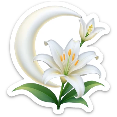 Crescent moon and lilly sticker