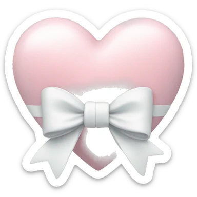 Pastel pink heart with white bow sticker