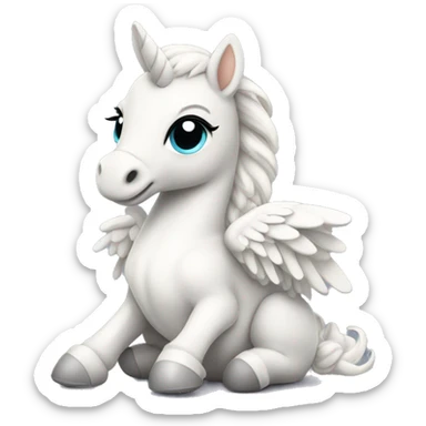 White crème Baby Pegasus sitting  sticker