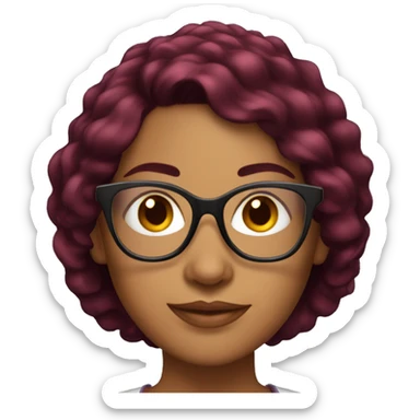 Latina women with burgundy hair and high light and glasses sticker