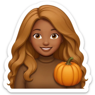 Curvy, NSFW, light brown long hair, pretty black girl wearing fall colors sticker