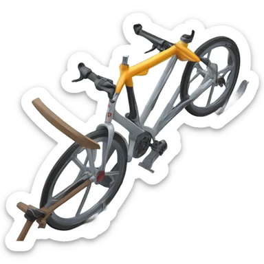 I want a photo of a bicycle frame with skis instead of wheels going down a black diamond ski run  sticker