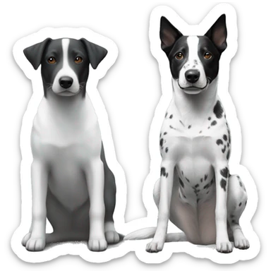 Blue heeler and pointer with floppy ears black and white sticker