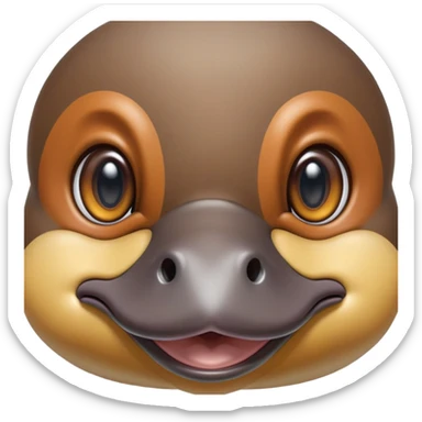 cute close-up of platypus face, zoom in on duck bill and eyes, anatomically accurate but adorable, detailed features, proper coloration, natural expression sticker