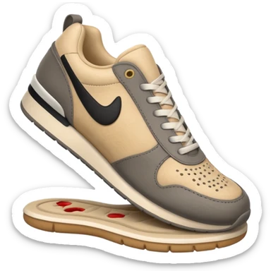 3D Apple-style emoji of a foot with a sneaker stepping on the ground, leaving a shoe print.






 sticker