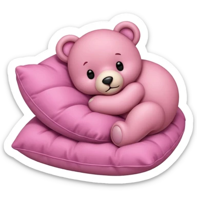 Pink teddy bear sleeping on a pillow  sticker