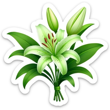 bouquet Soft Green Lily, luxuriant, leaf, bud sticker