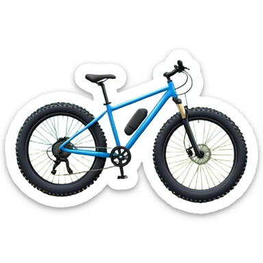 The background showcases majestic mountains, lush green valleys, and a bright blue sky with fluffy clouds. The sun casts warm light over the landscape, emphasizing the beauty of outdoor cycling. a mountain bike standing on a scenic trail.  sticker