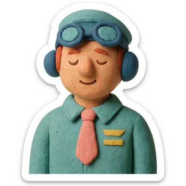 claymation style pilot with visible fingerprints and pastel colors sticker