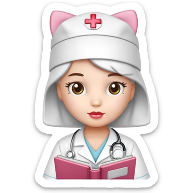 nurse hello kitty reading sticker