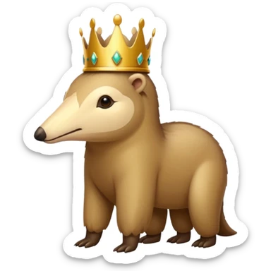 Anteater walking around and wearing a crown sticker