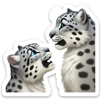 Snow leopard kiss sticker
