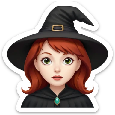 Dark Red haired witch, sassy, rolling eyes upwards rude sticker