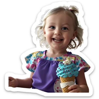smiling girl with ice cream sticker