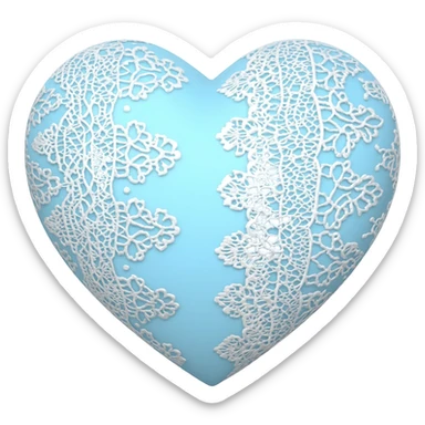 light blue heart with white lace in a goth lolita style sticker